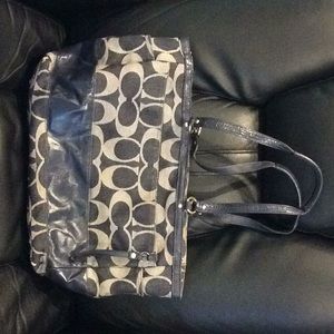 Coach navy blue and grey diaper bag.